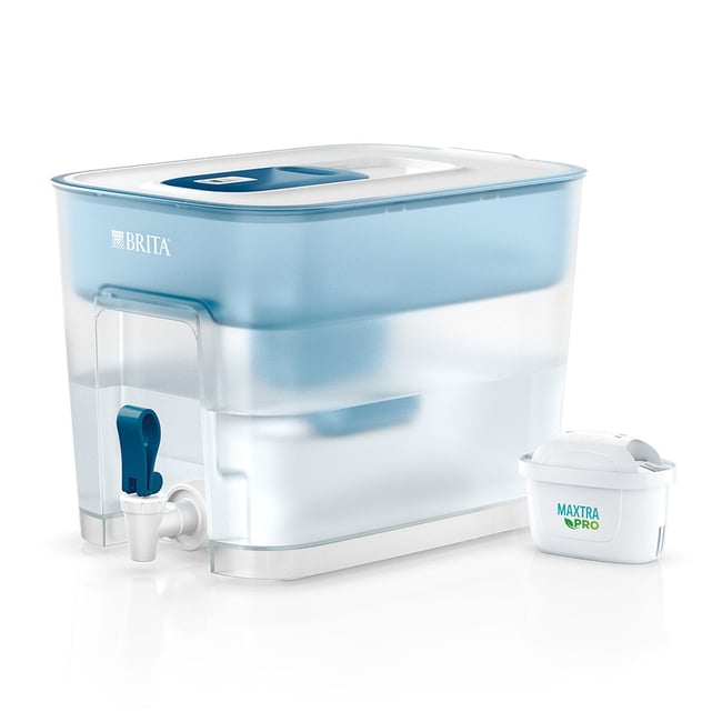Distributeur d'eau filtrée Flow bleu translucide <span itemprop=