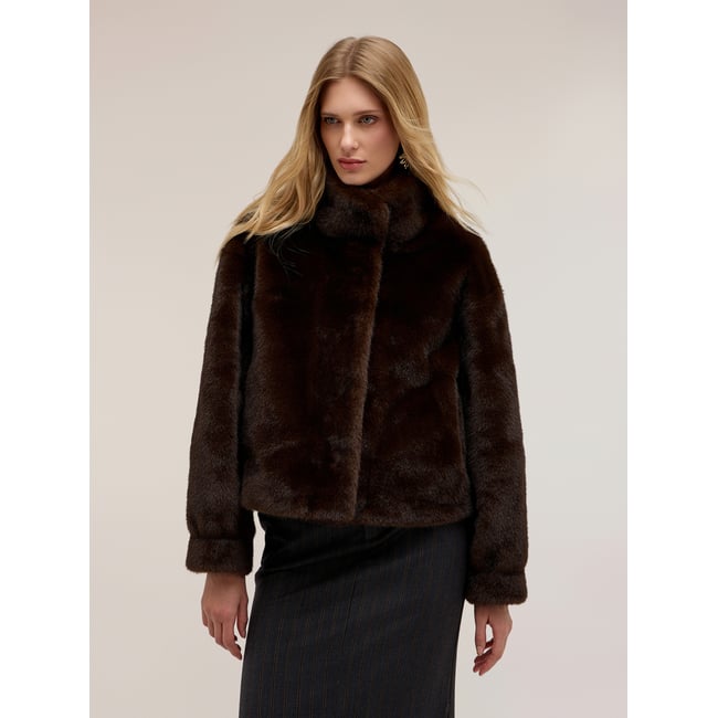 Doudoune hiver à col montant marron <span itemprop=