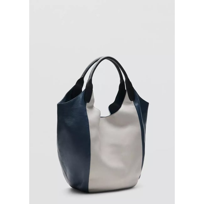 Sac en cuir porté épaule bicolore noir <span itemprop=
