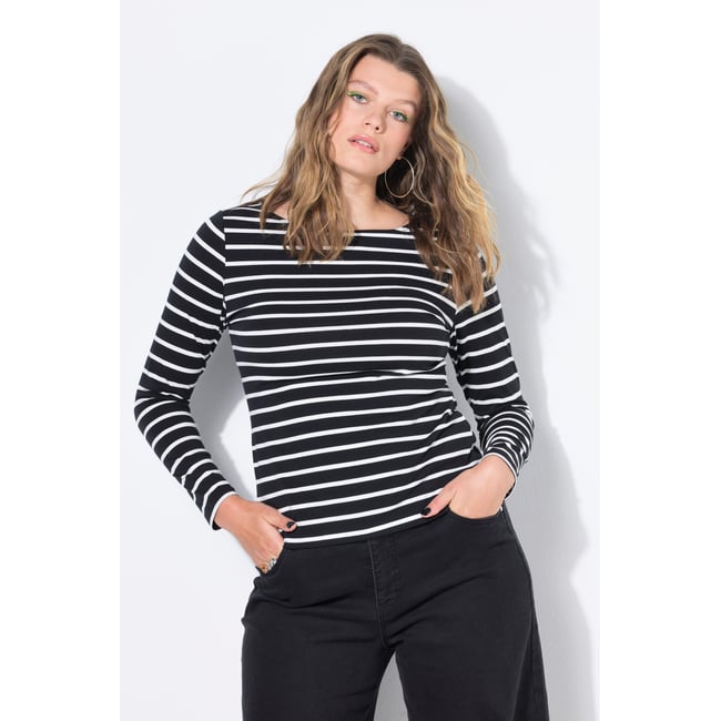 T-shirt coupe slim en jersey rayé noir <span itemprop=