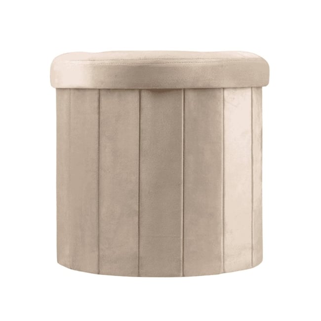 Pouf coffre en velours 38cm Couleur beige <span itemprop=