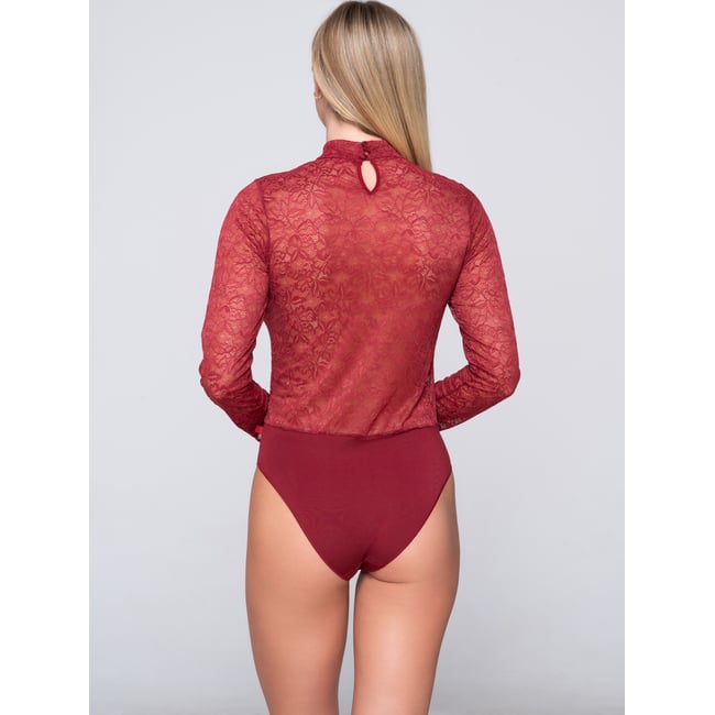 Body Rouge En Résille Maille Large Et Dentelle - René Rofé - Neuf Avec étiquettes