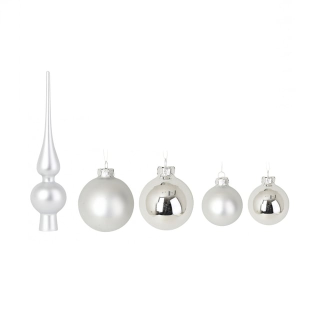 Kit de 19 Boules de Noël Couleur argent <span itemprop=