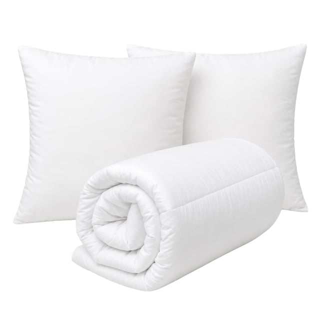 Lot couette chaude premium anti-acariens + 2 oreillers respirants - QABANE Couleur blanc <span itemprop=