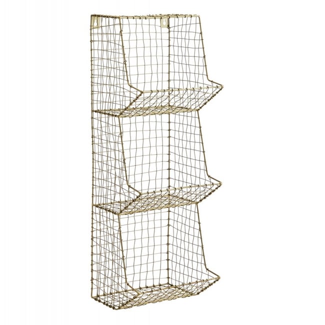 Étagère murale grillagée fil de fer  vieilli 3 casiers Couleur v019843 <span itemprop=