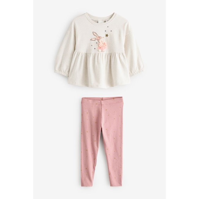 Haut à basque et legging ensemble rose <span itemprop=