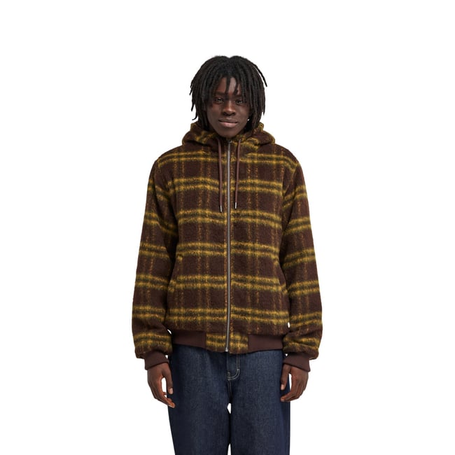 Veste bomber DULCEY FUZZY CHECK marron brushed plaid mole <span itemprop=