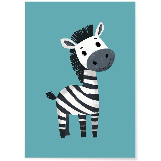 Affiche Petit Zèbre Couleur blanc <span itemprop=