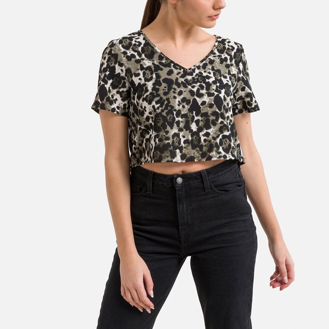 Bedrucktes Cropped T-Shirt khaki bedruckt <span itemprop=