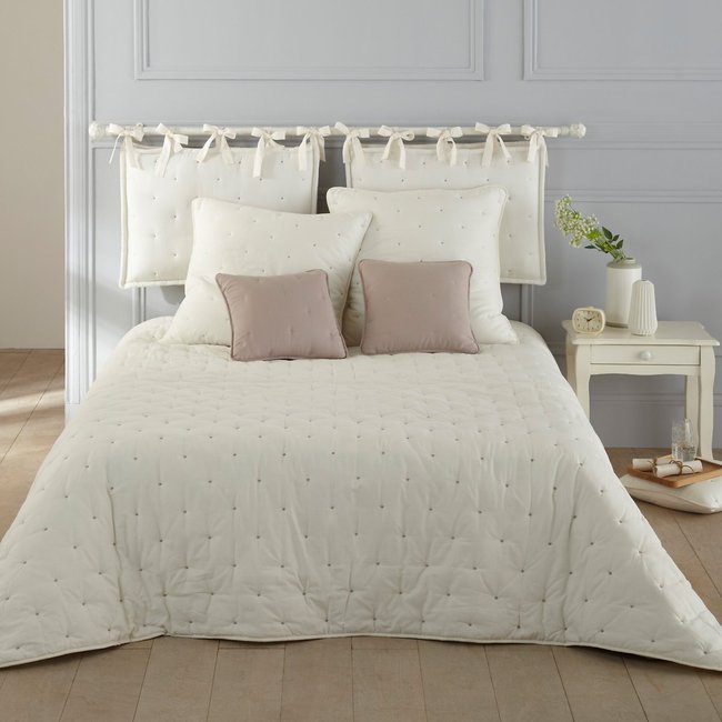 Cojin cabecero de cama aeri beige marron claro guijarro La Redoute Interieurs La Redoute
