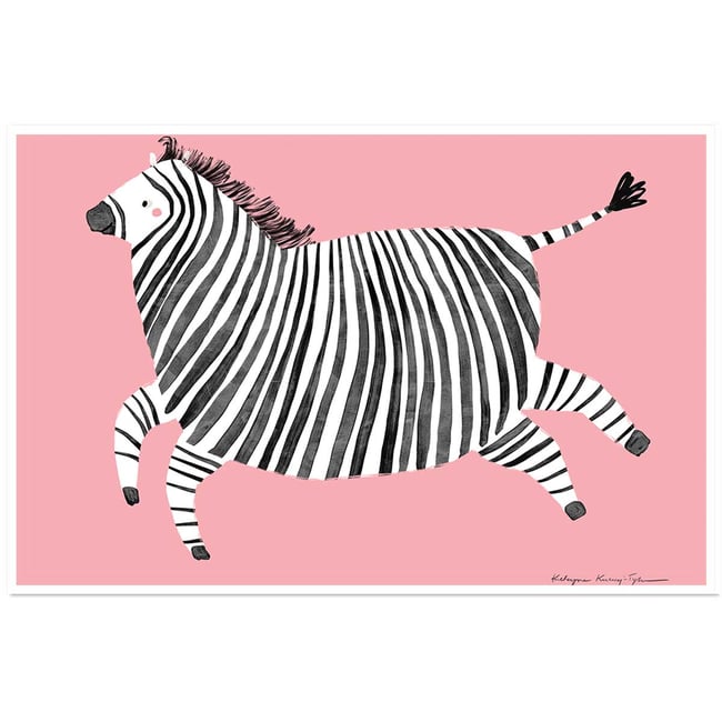 Affiche enfant zèbre rose - HEXOA