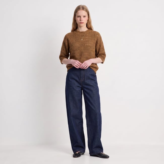 Pull manches ballon col rond maille ajourée FLELIS - ARTLOVE