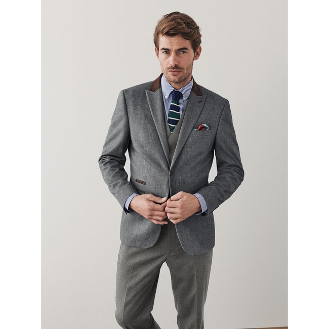 Veste De Costume Coupe Ajustée gris <span itemprop=