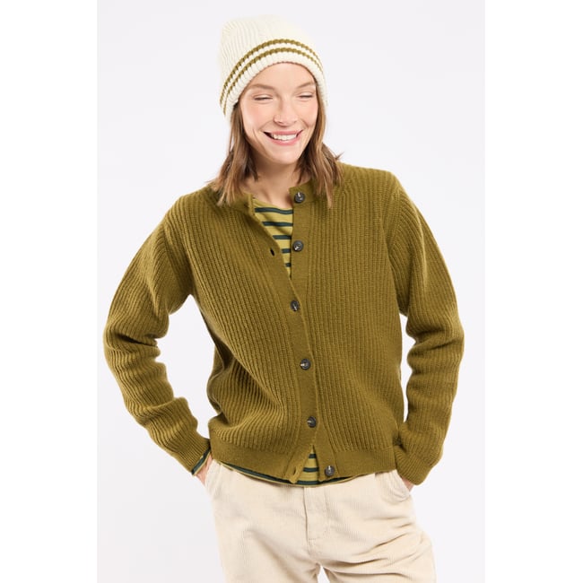 Gilet boutonné Héritage - laine green moss <span itemprop=