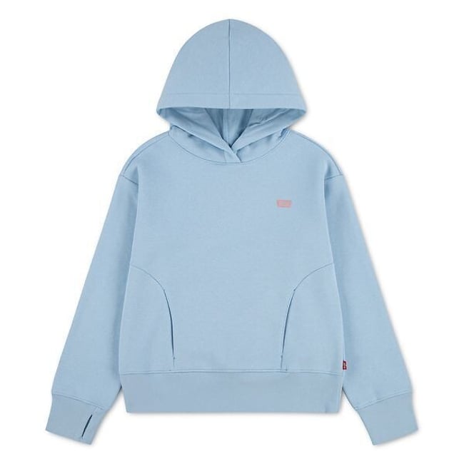 Oversize-Sweatshirt mit Kapuze und Daumenlöchern aus Molton hellblau <span itemprop=