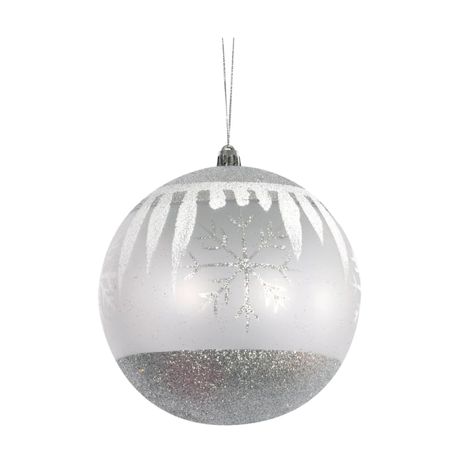 Boule de Noël décorée argent – 12 cm Couleur argent <span itemprop=