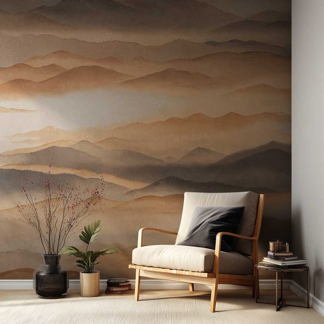 Papier peint Brume Ocrée Couleur beige <span itemprop=