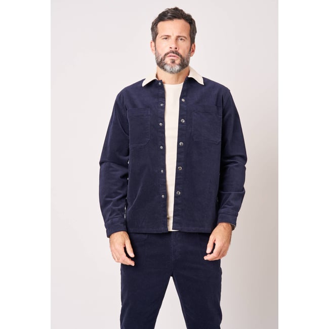 Chemise loose homme en coton GIDEON navy <span itemprop=