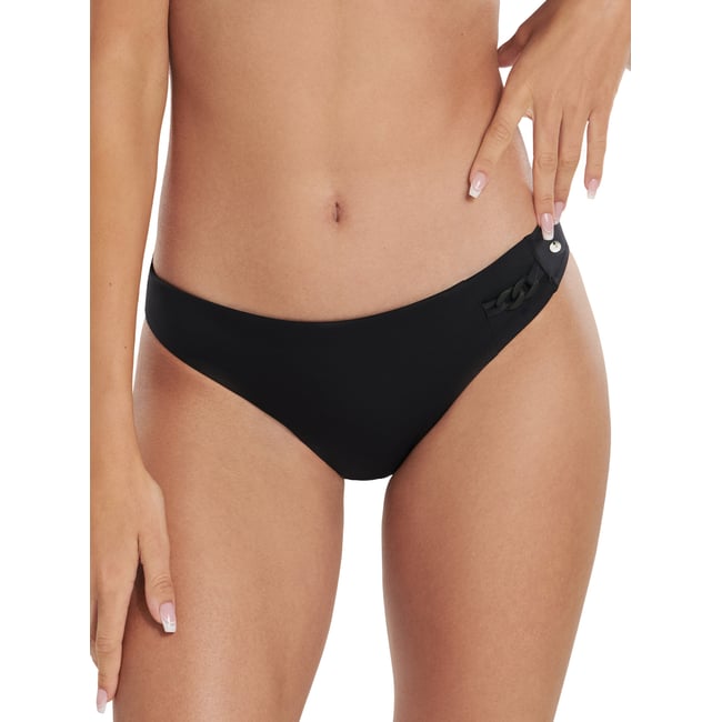 Women' Secret Maillot De Bain Hibiscus Slips Noir Taille S - Col V, Dos Décoratif Et Maintien Parfait