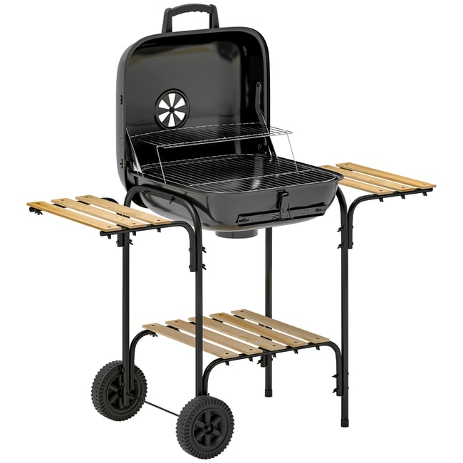 Barbecue au charbon de bois Acier Noir noir <span itemprop=