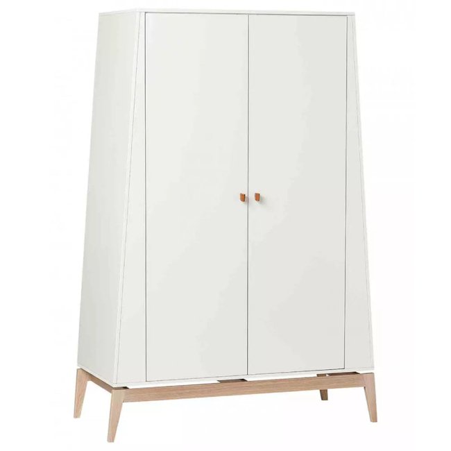 Armoire 2 portes Luna large Blanc et Chêne - LEANDER
