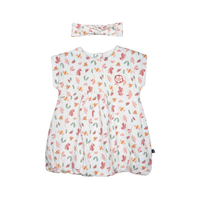 Ensembe robe + bandeau romane sucre d'orge rose <span itemprop=