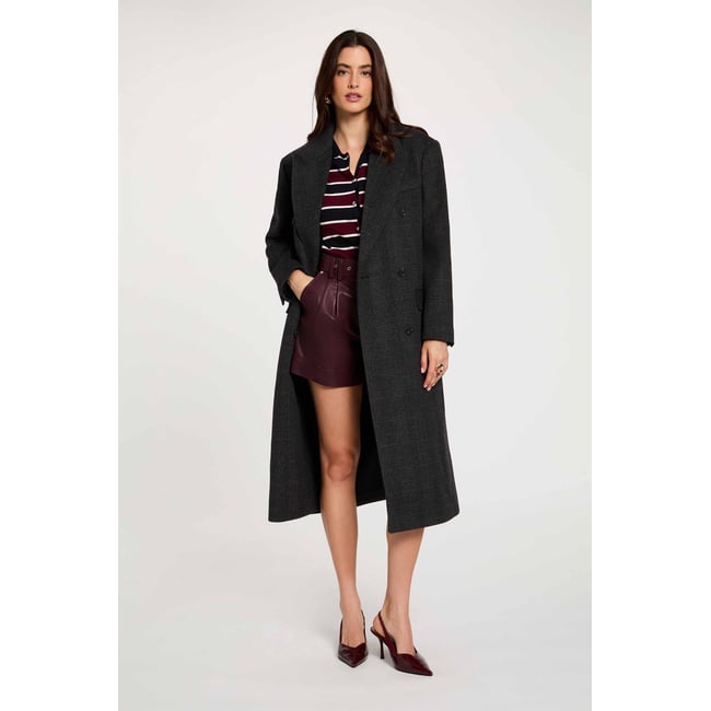 Manteau tweed col tailleur multicolore <span itemprop=