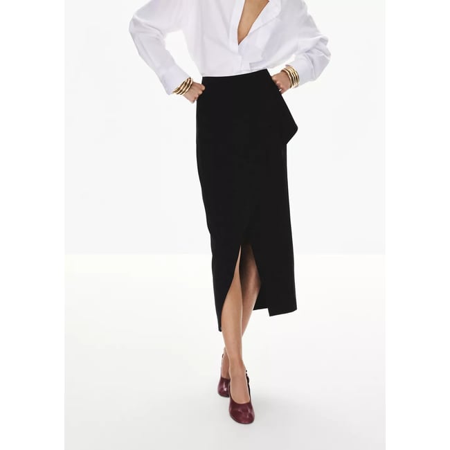 Jupe fendue volant noir <span itemprop=