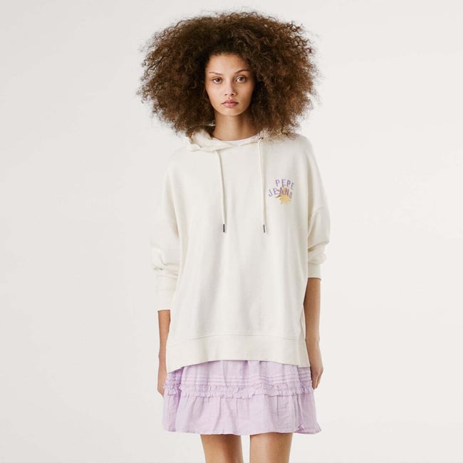 Sweat-Shirt À Capuche Avec Imprimé Au Dos blanche mousse <span itemprop=