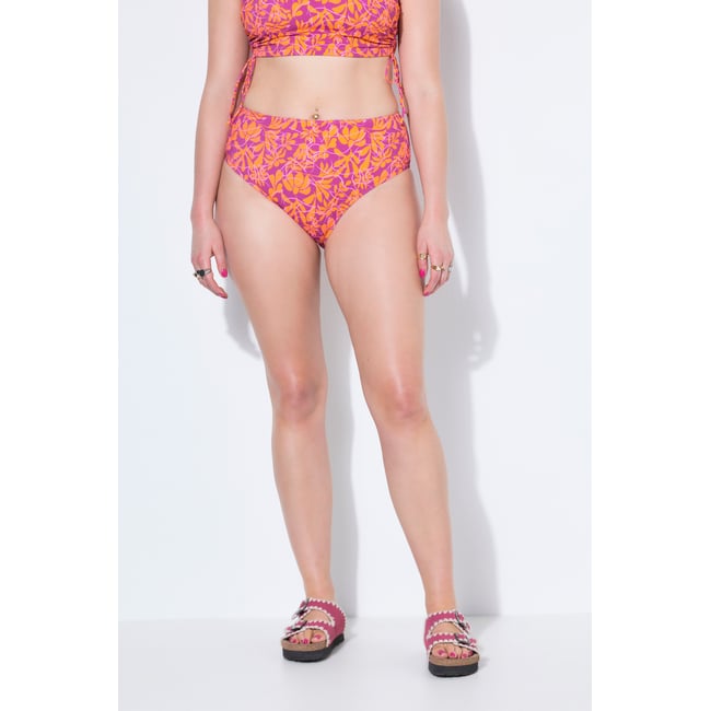 Bas de bikini, imprimé fleurs néon orange <span itemprop=