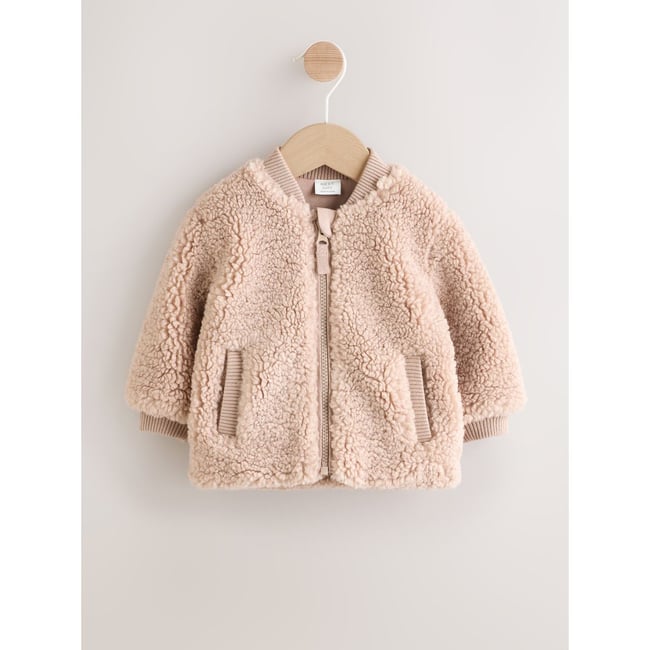 Veste hello bear bébé en peau lainée marron <span itemprop=