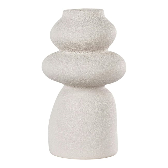 Vase design en céramique beige Couleur beige <span itemprop=