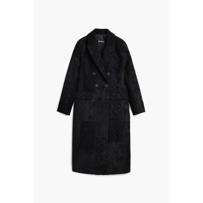 Manteau noir texturé noir <span itemprop=