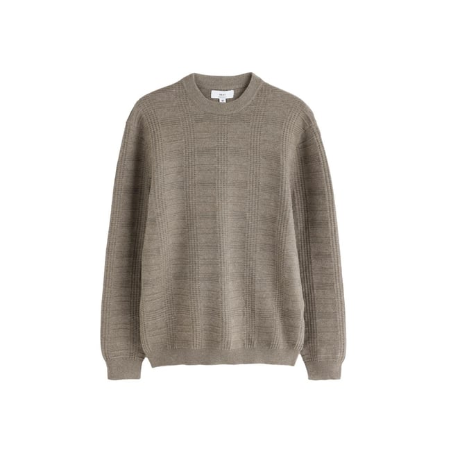 Pull en maille texturée n. premium grège foncé <span itemprop=