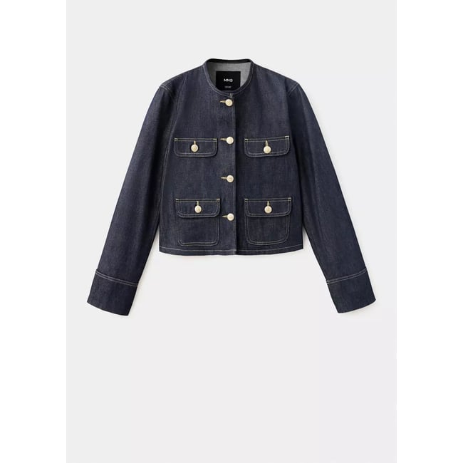 Veste denim poches bleu <span itemprop=