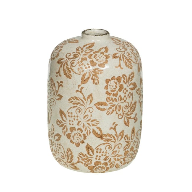 Vase Tampon fleurs beige H24   - TAMPON Couleur crème / ivoire <span itemprop=