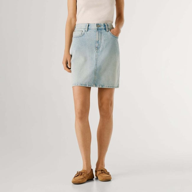 Jupe Courte Coupe Regular En Denim javel vintage <span itemprop=
