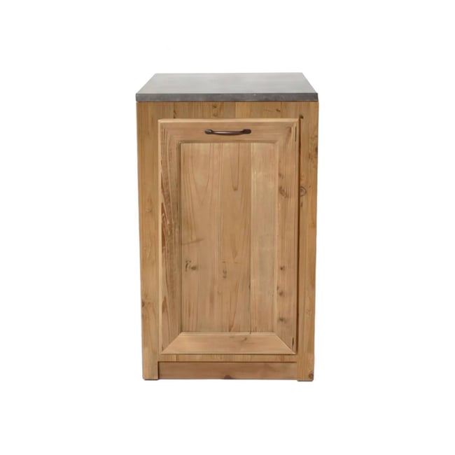 Meuble bas de cuisine en bois recyclé et pierre bleue CHAMPÊTRE Couleur bois clair <span itemprop=
