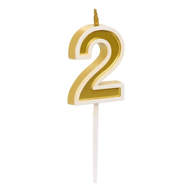 Bougie d'anniversaire Numéro 2 ANNIVERSAIRE doré <span itemprop=