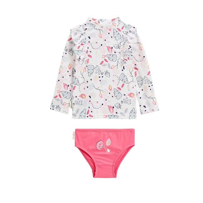 Maillot de bain bébé 2 pièces t-shirt de protection UV & culotte Mindanao ecru <span itemprop=