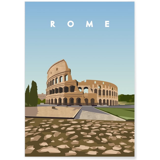 Affiche ville Rome Couleur blanc <span itemprop=