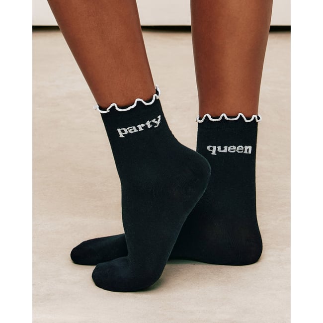 Chaussettes à message PARTYQUEENIZ noir <span itemprop=