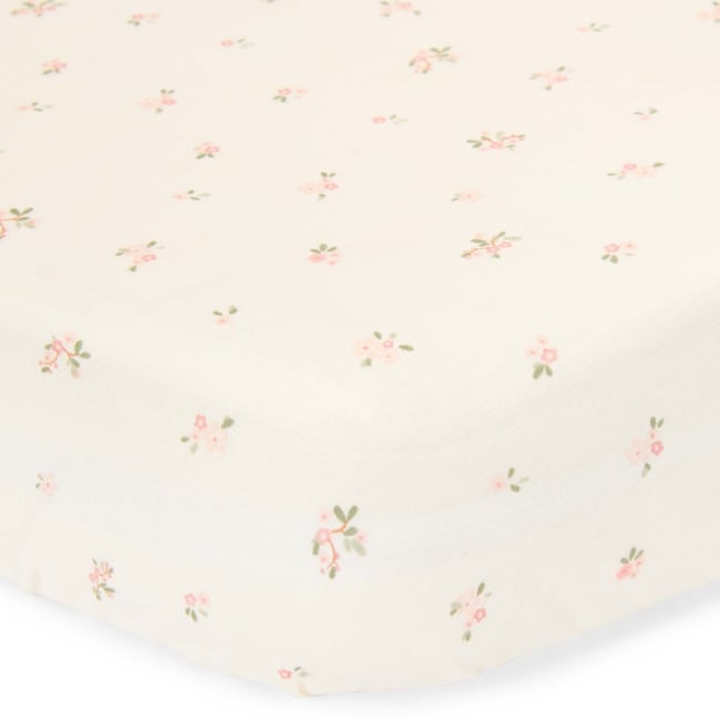Drap housse blanc, rose <span itemprop=