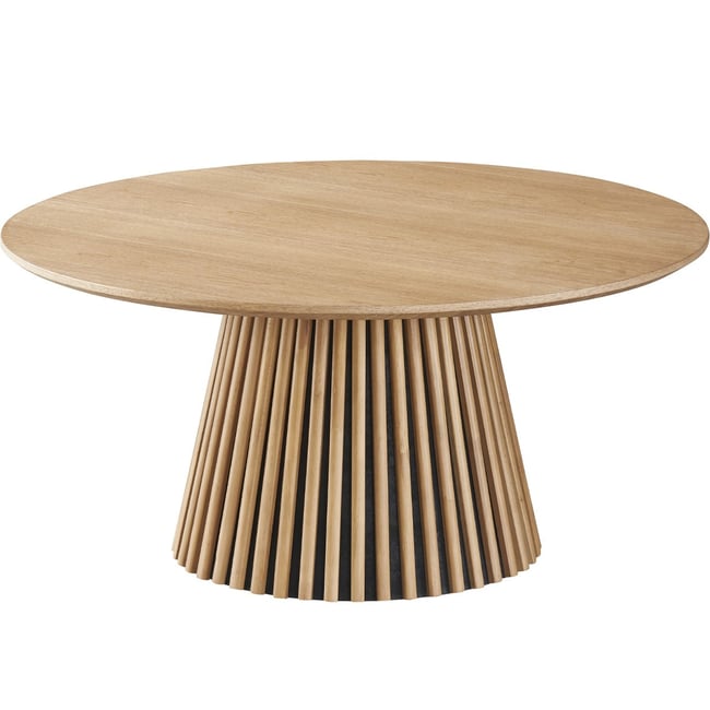 Table basse ronde en bois piètement cannelé - ADA Couleur bois <span itemprop=