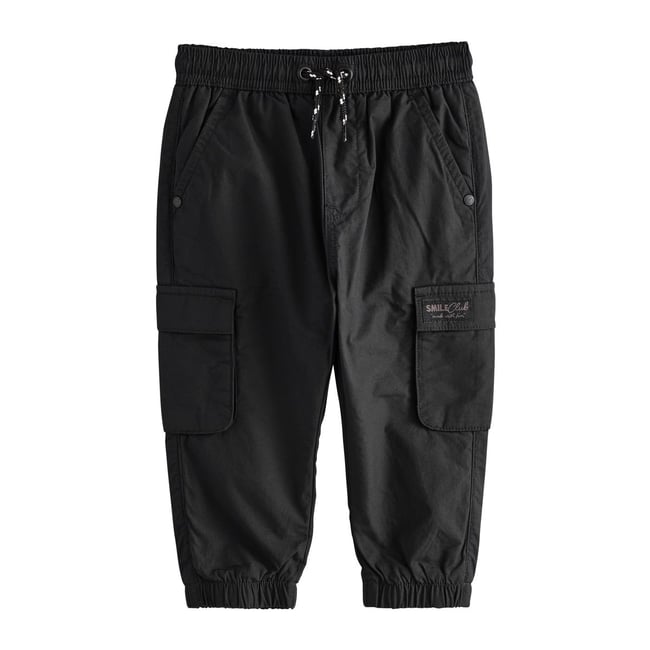 Pantalon cargo doublé noir <span itemprop=