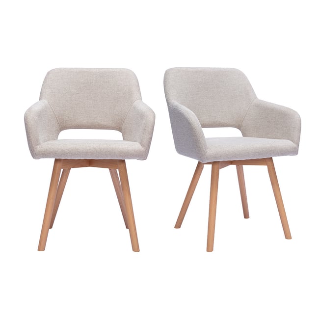 Chaises en tissu effet velours texturé terre brûlée et bois clair (lot de 2) LAURETTE - MILIBOO