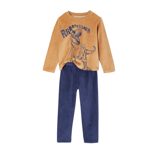 VERTBAUDET Lot De 2 Pyjamas Dinosaures En Velours Garçon - Confort Doux Et Chaud