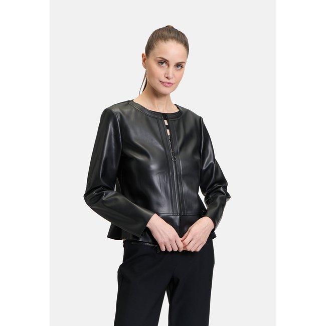 Blazer court à fermeture zippée noir <span itemprop=
