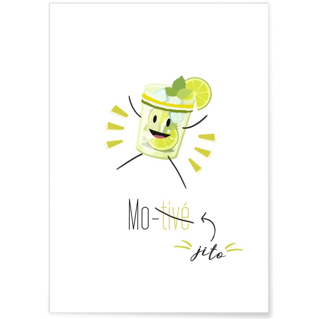 Affiche 'Mojito-Motivé' Couleur blanc <span itemprop=