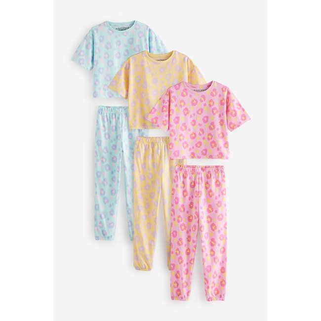 Pyjama style jogging à imprimé, lot de 3 jaune/bleu <span itemprop=